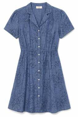 UNTUCKit Georgia Floral Eyelet Short-Sleeve Shirtdress size 6 Preppy Resortwear